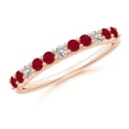 thumbnail image 1 of ANGARA Natural Round Ruby and Diamond Half Eternity Wedding Ring in 14K Rose Gold for Women (Size-2mm) | July Birthstone, Birthday, Anniversary, Jewelry Gift for Women | Natural Ruby Ring, 1 of 10