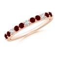 thumbnail image 1 of ANGARA Natural Round Ruby and Diamond Half Eternity Wedding Ring in 14K Rose Gold for Women (Size-2mm) | July Birthstone, Birthday, Anniversary, Jewelry Gift for Women | Natural Ruby Ring, 1 of 9