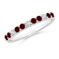 thumbnail image 1 of ANGARA Natural Round Ruby and Diamond Half Eternity Wedding Ring in 14K White Gold for Women (Size-2mm) | July Birthstone, Birthday, Anniversary, Jewelry Gift for Women | Natural Ruby Ring, 1 of 10