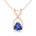 thumbnail image 1 of ANGARA Natural Trillion Tanzanite Wishbone Pendant with Diamond in 14K Rose Gold for Women (Size-5mm) | December Birthstone, Birthday, Anniversary, Jewelry Gift for Women | Natural Tanzanite Necklace, 1 of 8
