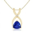 thumbnail image 1 of ANGARA Natural Trillion Tanzanite Wishbone Pendant with Diamond in 14K Yellow Gold for Women (Size-5mm) | December Birthstone, Anniversary, Jewelry Gift for Women | Natural Tanzanite Necklace, 1 of 8