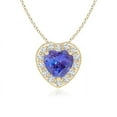thumbnail image 1 of ANGARA Natural Heart-Shaped Tanzanite Pendant with Diamond Halo in 14K Yellow Gold for Women (Size-5mm) | December Birthstone, Anniversary, Jewelry Gift for Women | Natural Tanzanite Necklace, 1 of 8