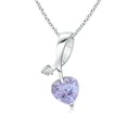 thumbnail image 1 of ANGARA Natural Heart-Shaped Tanzanite Ribbon Pendant with Diamond in 14K White Gold for Women (Size-5mm) | December Birthstone, Anniversary, Jewelry Gift for Women | Natural Tanzanite Necklace, 1 of 9