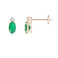thumbnail image 1 of ANGARA Natural Basket-Set Oval Emerald Stud Earrings with Diamond in 14K Rose Gold for Women (Size-5x3mm) | May Birthstone, Birthday, Anniversary, Jewelry Gift for Women | Natural Emerald Earrings, 1 of 7