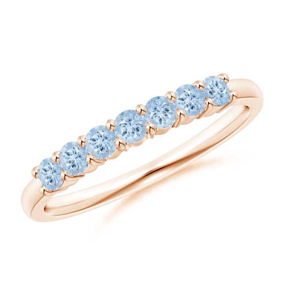 ANGARA Natural Half Eternity Seven Stone Aquamarine Wedding Ring in 14K Rose Gold for Women (Size-2.5mm) | March Birthstone, Birthday, Anniversary, Jewelry Gift for Women | Natural Aquamarine Ring
