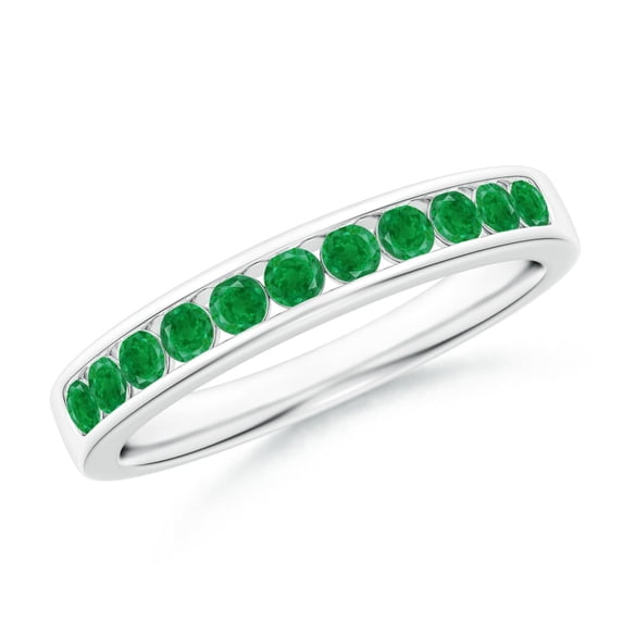 ANGARA Natural Channel Set Half Eternity Emerald Wedding Ring in 14K White Gold for Women (Size-2.1mm) | May Birthstone, Birthday, Anniversary, Jewelry Gift for Women | Natural Emerald Ring