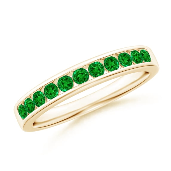 ANGARA Natural Channel Set Half Eternity Emerald Wedding Ring in 14K Yellow Gold for Women (Size-2.1mm) | May Birthstone, Birthday, Anniversary, Jewelry Gift for Women | Natural Emerald Ring