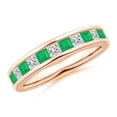 thumbnail image 1 of ANGARA Natural Channel Square Emerald and Diamond Half Eternity Ring in 14K Rose Gold for Women (Size-2.4mm) | May Birthstone, Birthday, Anniversary, Jewelry Gift for Women | Natural Emerald Ring, 1 of 8