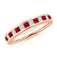 thumbnail image 1 of ANGARA Natural Channel Square Ruby and Diamond Half Eternity Ring in 14K Rose Gold for Women (Size-2mm) | July Birthstone, Birthday, Anniversary, Jewelry Gift for Women | Natural Ruby Ring, 1 of 9