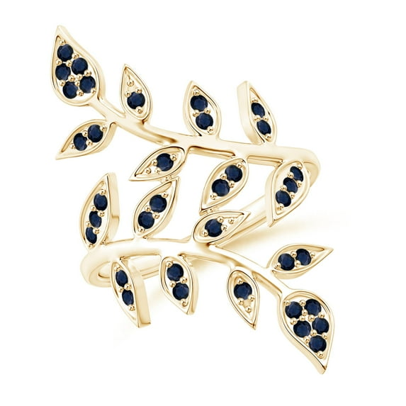 Angara Natural 0.43 Ct. Blue Sapphire Fashion Ring in 14K Yellow Gold for Women (Ring Size: 11.5)