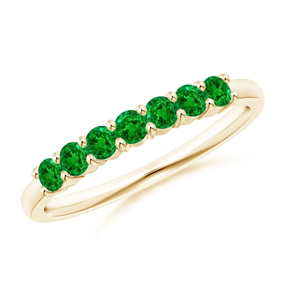 Angara Natural 0.44 Ct. Emerald Non Eternity Wedding Band in 14K Yellow Gold for Women (Ring Size: 11.5)