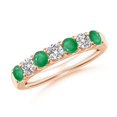 thumbnail image 1 of Angara Natural 0.44 Ct. Emerald with Diamond Non Eternity Ring in 14K Rose Gold for Women (Ring Size: 3.5), 1 of 9