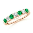 thumbnail image 1 of Angara Natural 0.44 Ct. Emerald with Diamond Non Eternity Ring in 14K Rose Gold for Women (Ring Size: 3), 1 of 9