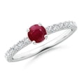 thumbnail image 1 of ANGARA Natural Classic Solitaire Ruby Promise Ring with Pave Diamonds in 14K White Gold for Women (Size-4.5mm) | July Birthstone, Birthday, Anniversary, Jewelry Gift for Women | Natural Ruby Ring, 1 of 8