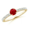 thumbnail image 1 of ANGARA Natural Classic Solitaire Ruby Promise Ring with Pave Diamonds in 14K Yellow Gold for Women (Size-4.5mm) | July Birthstone, Birthday, Anniversary, Jewelry Gift for Women | Natural Ruby Ring, 1 of 8