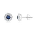 thumbnail image 1 of ANGARA Natural Vintage Style Round Sapphire Halo Stud Earrings in 14K White Gold for Women (Size-3.5mm) | September Birthstone, Anniversary, Jewelry Gift for Women | Natural Blue Sapphire Earrings, 1 of 7