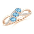 thumbnail image 1 of ANGARA Natural Oval Aquamarine Three Stone Bypass Ring with Diamonds in 14K Rose Gold for Women (Size-4x3mm) | March Birthstone, Anniversary, Jewelry Gift for Women | Natural Aquamarine Ring, 1 of 7