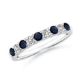 thumbnail image 1 of ANGARA Natural Shared Prong Sapphire and Diamond Half Eternity Ring in 14K White Gold for Women (Size-2.5mm) | September Birthstone, Anniversary, Jewelry Gift for Women | Natural Blue Sapphire Ring, 1 of 10