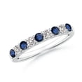 thumbnail image 1 of ANGARA Natural Shared Prong Sapphire and Diamond Half Eternity Ring in 14K White Gold for Women (Size-2.5mm) | September Birthstone, Anniversary, Jewelry Gift for Women | Natural Blue Sapphire Ring, 1 of 10