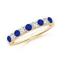 thumbnail image 1 of Angara Natural 0.45 Ct. Blue Sapphire with Diamond Non Eternity Ring in 14K Yellow Gold for Women (Ring Size: 12), 1 of 11