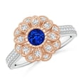 thumbnail image 1 of Angara Natural 0.45 Ct. Blue Sapphire with Diamond Vintage Inspired Ring in 14K White & Rose Gold for Women (Ring Size: 3), 1 of 12