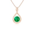 thumbnail image 1 of ANGARA Natural Solitaire Round Emerald Infinity Twist Pendant in 14K Rose Gold for Women (Size-5mm) | May Birthstone, Birthday, Anniversary, Jewelry Gift for Women | Natural Emerald Necklace, 1 of 8