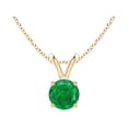 thumbnail image 1 of ANGARA Natural V-Bale Round Emerald Solitaire Pendant in 14K Yellow Gold for Women (Size-5mm) | May Birthstone, Birthday, Anniversary, Jewelry Gift for Women | Natural Emerald Necklace, 1 of 8