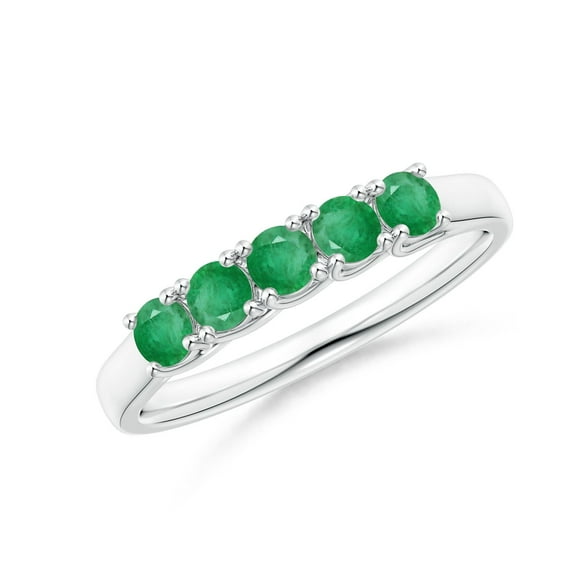 ANGARA Natural Half Eternity Five Stone Emerald Wedding Band in 14K White Gold for Women (Size-2.8mm) | May Birthstone, Birthday, Anniversary, Jewelry Gift for Women | Natural Emerald Ring