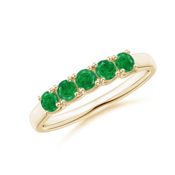ANGARA Natural Half Eternity Five Stone Emerald Wedding Band in 14K Yellow Gold for Women (Size-2.8mm) | May Birthstone, Birthday, Anniversary, Jewelry Gift for Women | Natural Emerald Ring
