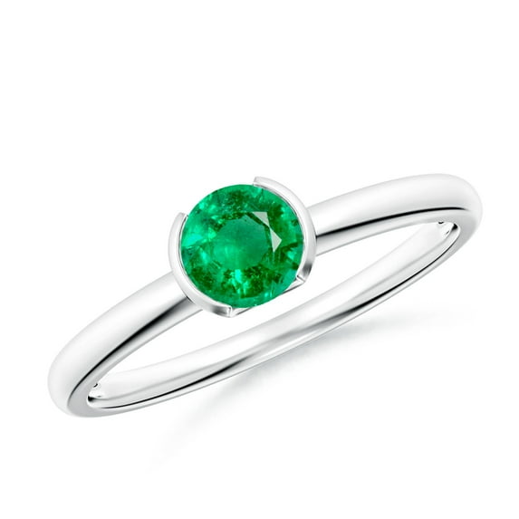 Angara Natural 0.45 Ct. Emerald Solitaire Engagement Ring in 14K White Gold for Women (Ring Size: 12)