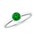 thumbnail image 1 of ANGARA Natural Semi Bezel-Set Emerald Solitaire Engagement Ring in 14K White Gold for Women (Size-5mm) | May Birthstone, Birthday, Anniversary, Jewelry Gift for Women | Natural Emerald Ring, 1 of 8