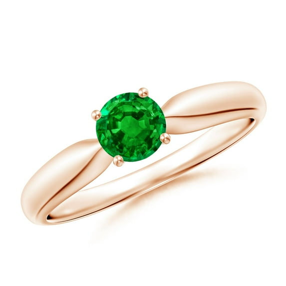 Angara Natural 0.45 Ct. Emerald Solitaire Ring in 14K Rose Gold for Women (Ring Size: 10.5)