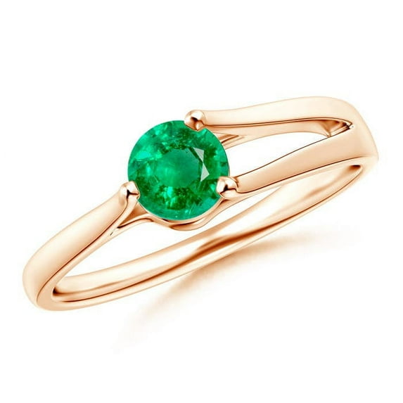 Angara Natural 0.45 Ct. Emerald Solitaire Ring in 14K Rose Gold for Women (Ring Size: 12)
