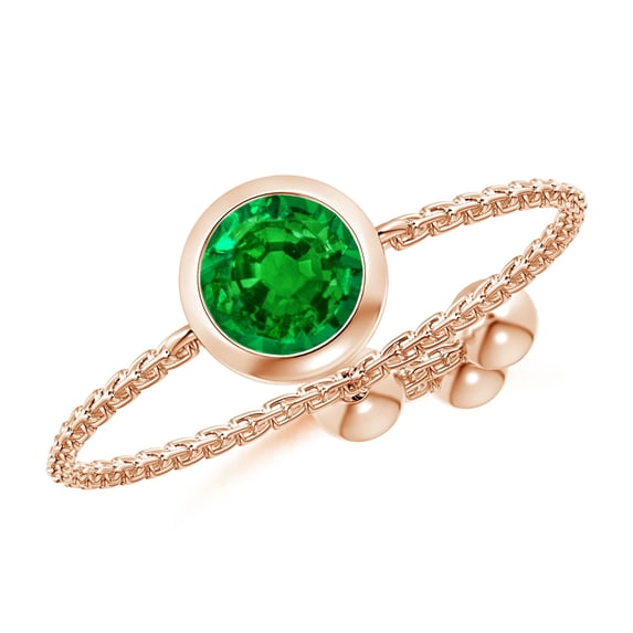 Angara Natural 0.45 Ct. Emerald Solitaire Ring in 14K Rose Gold for Women (Ring Size: 12)