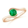 thumbnail image 1 of ANGARA Natural Semi Bezel-Set Solitaire Round Emerald Bypass Engagement Ring in 14K Rose Gold for Women (Size-5mm) | May Birthstone, Anniversary, Jewelry Gift for Women | Natural Emerald Ring, 1 of 10