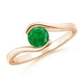 thumbnail image 1 of ANGARA Natural Semi Bezel-Set Solitaire Round Emerald Bypass Engagement Ring in 14K Rose Gold for Women (Size-5mm) | May Birthstone, Anniversary, Jewelry Gift for Women | Natural Emerald Ring, 1 of 10