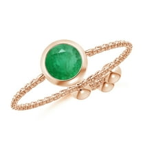 ANGARA Natural Bezel-Set Round Emerald Solitaire Bolo Ring in 14K Rose Gold for Women (Size-5mm) | May Birthstone, Birthday, Anniversary, Jewelry Gift for Women | Natural Emerald Ring