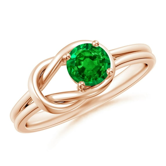 ANGARA Natural Solitaire Emerald Infinity Knot Engagement Ring in 14K Rose Gold for Women (Size-5mm) | May Birthstone, Birthday, Anniversary, Jewelry Gift for Women | Natural Emerald Ring