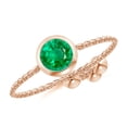 thumbnail image 1 of ANGARA Natural Bezel-Set Round Emerald Solitaire Bolo Ring in 14K Rose Gold for Women (Size-5mm) | May Birthstone, Birthday, Anniversary, Jewelry Gift for Women | Natural Emerald Ring, 1 of 9