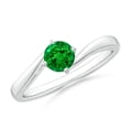 thumbnail image 1 of ANGARA Natural Classic Round Emerald Solitaire Bypass Engagement Ring in 14K White Gold for Women (Size-5mm) | May Birthstone, Birthday, Anniversary, Jewelry Gift for Women | Natural Emerald Ring, 1 of 9