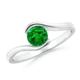 thumbnail image 1 of ANGARA Natural Semi Bezel-Set Solitaire Round Emerald Bypass Engagement Ring in 14K White Gold for Women (Size-5mm) | May Birthstone, Anniversary, Jewelry Gift for Women | Natural Emerald Ring, 1 of 10