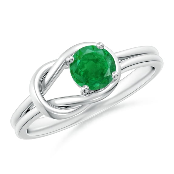 ANGARA Natural Solitaire Emerald Infinity Knot Engagement Ring in 14K White Gold for Women (Size-5mm) | May Birthstone, Birthday, Anniversary, Jewelry Gift for Women | Natural Emerald Ring