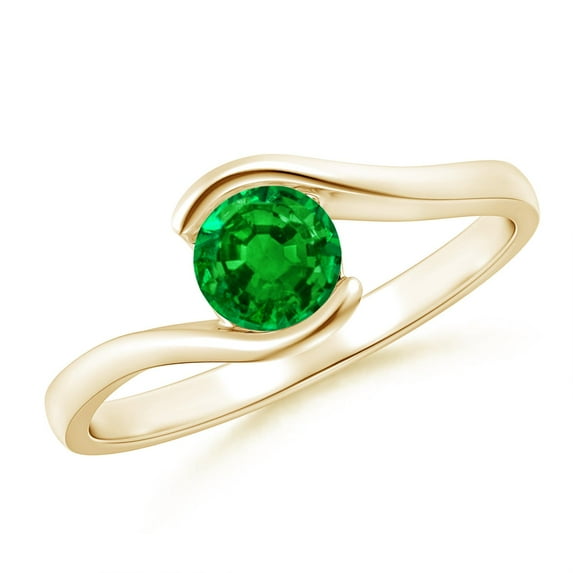 Angara Natural 0.45 Ct. Emerald Solitaire Ring in 14K Yellow Gold for Women (Ring Size: 11.5)