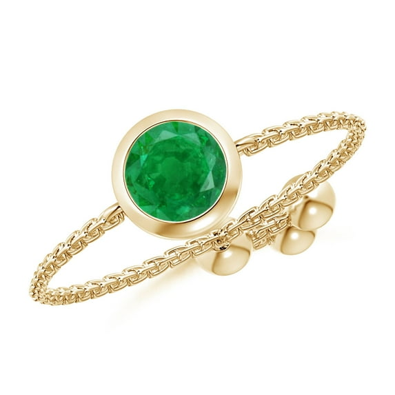 Angara Natural 0.45 Ct. Emerald Solitaire Ring in 14K Yellow Gold for Women (Ring Size: 11.5)
