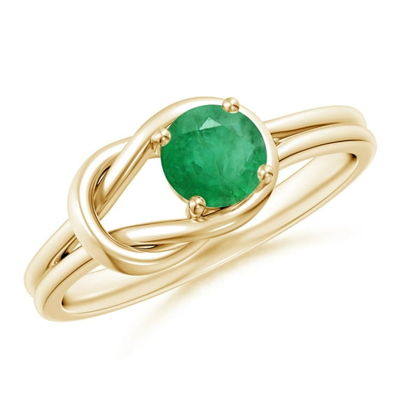 ANGARA Natural Solitaire Emerald Infinity Knot Engagement Ring in 14K Yellow Gold for Women (Size-5mm) | May Birthstone, Birthday, Anniversary, Jewelry Gift for Women | Natural Emerald Ring