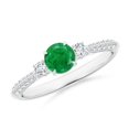 thumbnail image 1 of ANGARA Natural Three Stone Emerald and Diamond Ring in 14K White Gold for Women (Size-5mm) | May Birthstone, Birthday, Anniversary, Jewelry Gift for Women | Natural Emerald Ring, 1 of 8