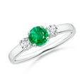 thumbnail image 1 of ANGARA Natural Classic Emerald and Diamond Three Stone Engagement Ring in 14K White Gold for Women (Size-5mm) | May Birthstone, Birthday, Anniversary, Jewelry Gift for Women | Natural Emerald Ring, 1 of 10