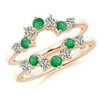 ANGARA Natural Emerald and Diamond Sunburst Ring Wrap in 14K Rose Gold for Women (Size-2.6mm) | May Birthstone, Birthday, Anniversary, Jewelry Gift for Women | Natural Emerald Ring