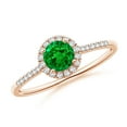thumbnail image 1 of ANGARA Natural Round Emerald Halo Ring with Diamond Accents in 14K Rose Gold for Women (Size-5mm) | May Birthstone, Birthday, Anniversary, Jewelry Gift for Women | Natural Emerald Ring, 1 of 8