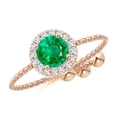 thumbnail image 1 of ANGARA Natural Round Emerald Bolo Ring with Diamond Halo in 14K Rose Gold for Women (Size-5mm) | May Birthstone, Birthday, Anniversary, Jewelry Gift for Women | Natural Emerald Ring, 1 of 8